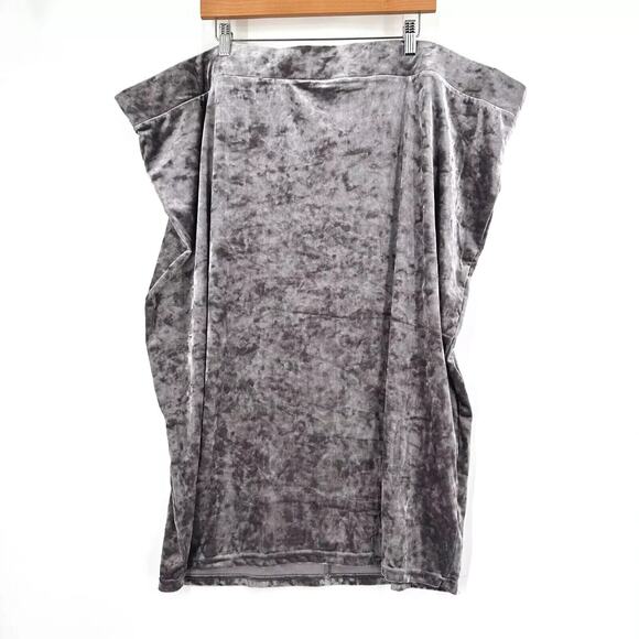Torrid Womens Crushed Velvet Midi Pencil Skirt Size 6X, 30 Pull-On Stretchy Gray - Picture 1 of 7